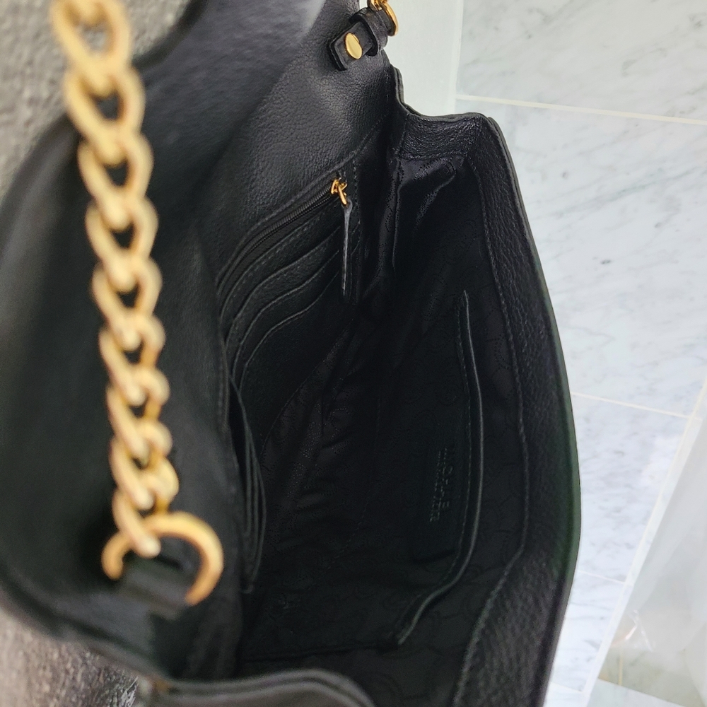 Michael Kors black leather shoulder bag with gold chain and hardware - Picture 7 of 7